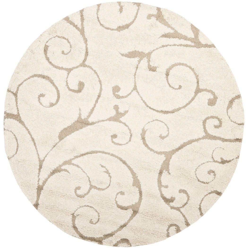 1 Piece Ivory Scrollwork Floral Pattern Area Rug (4 ft) Beautiful Luxury - Diamond Home USA