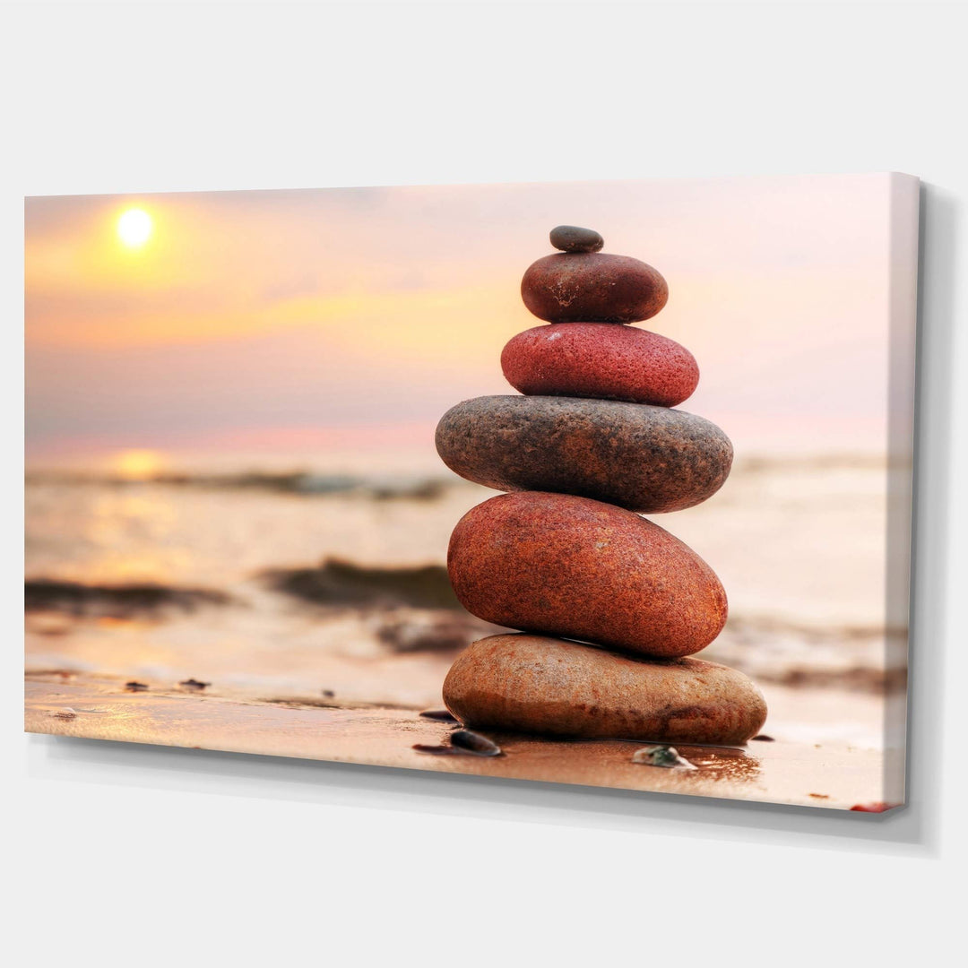 20 X 12 Colorful Zen Cairn Stone Canvas Art Spiritual Yoga Chakra Themed Wall 20 in. wide x 12 in. high - 1 panel