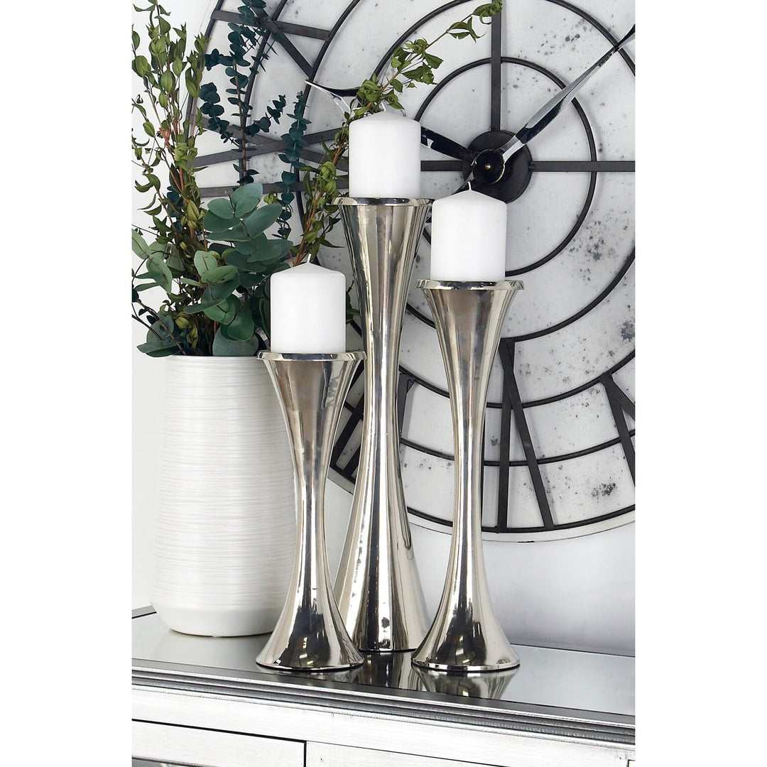 Silver Modern Candle Holder (Set of 3)