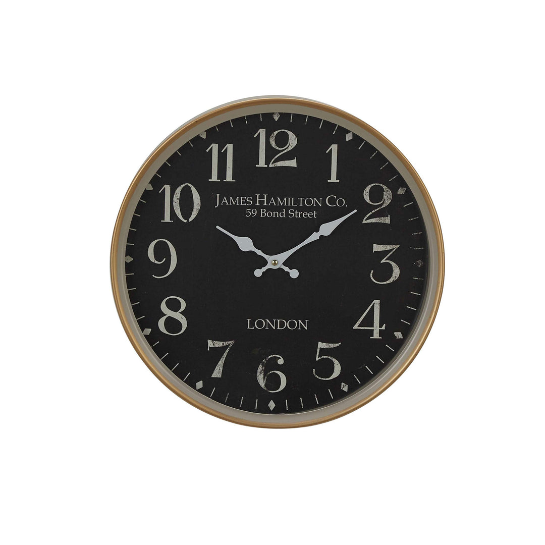 16-inch Vintage Round Wall Clock Black Farmhouse Iron White