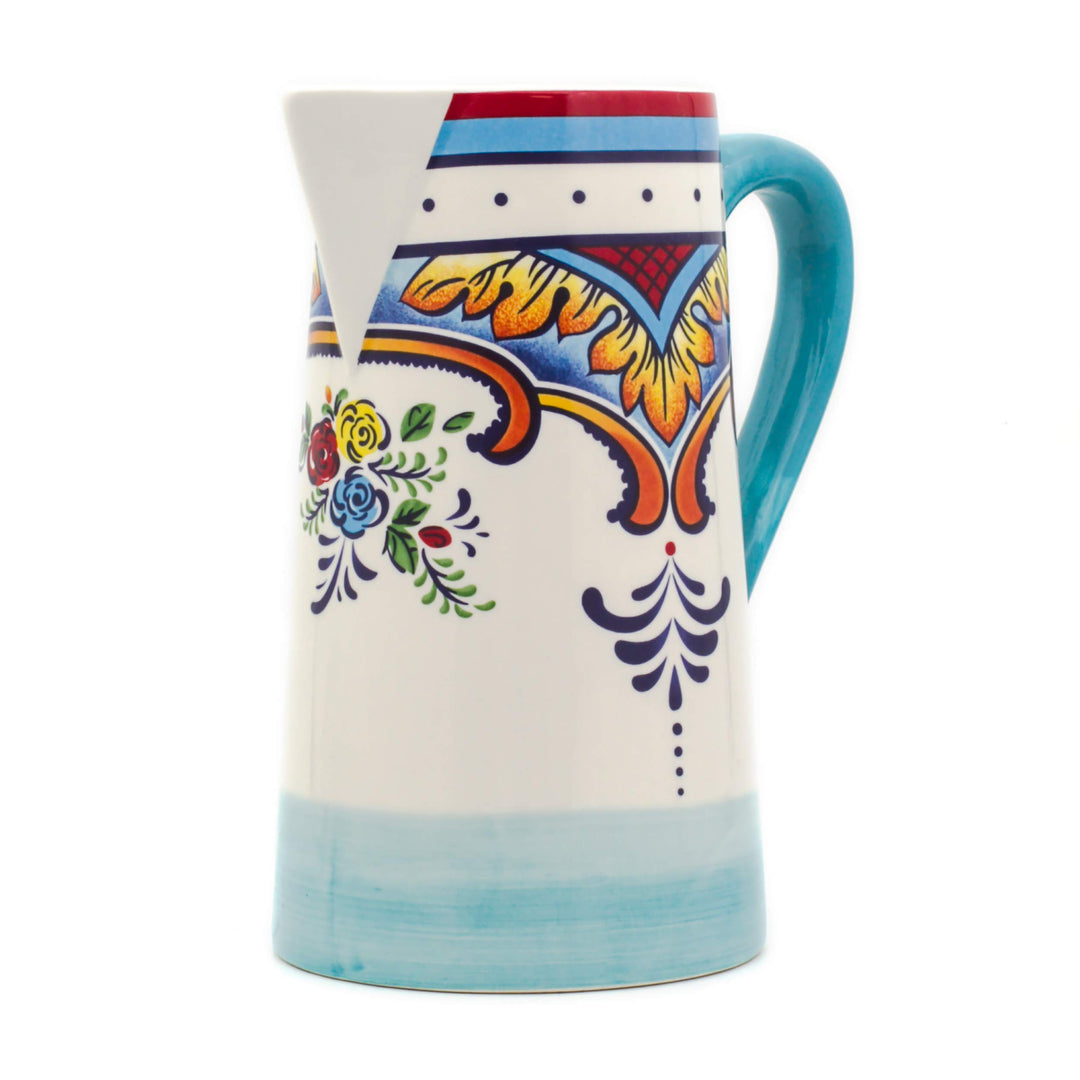 Euro Ceramica Zanzibar Collection Vibrant 9.4" Decorative Ceramic Pitcher