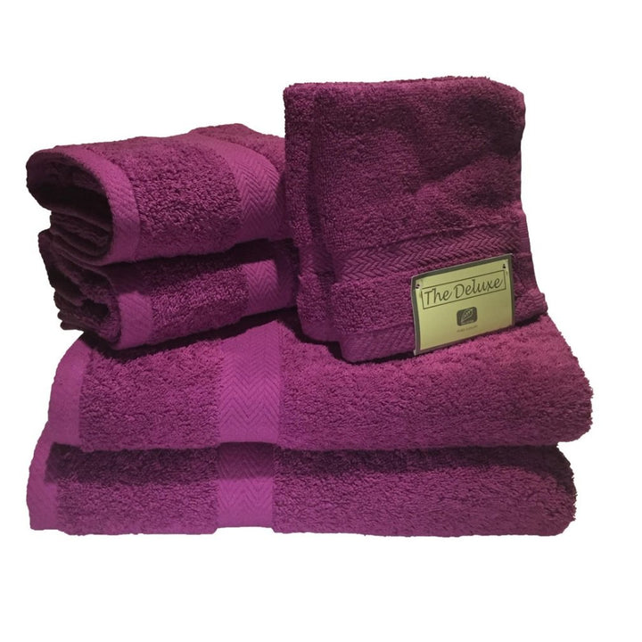 Lintex Linens 843488 Deluxe 6Piece Cotton Terry Bath Towel Set Magenta