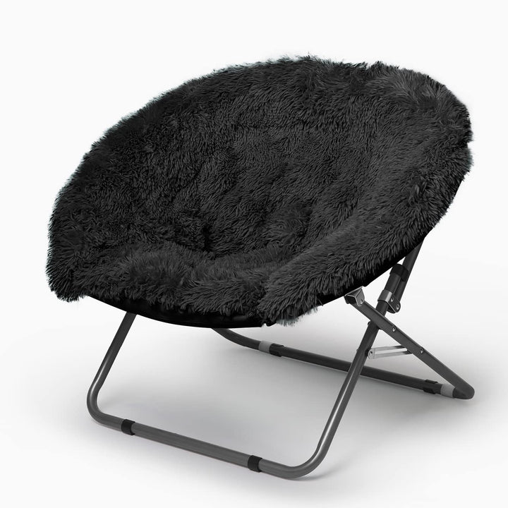 Urban Lifestyle Oversized Mongolian Faux Fur Saucer Chair Black