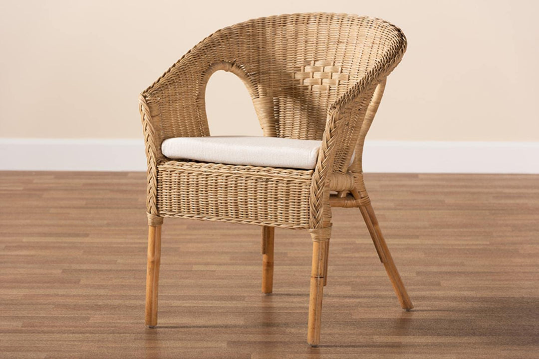 Baxton Studio Abbey Modern Bohemian Natural Brown Antique Rattan Dining Chair