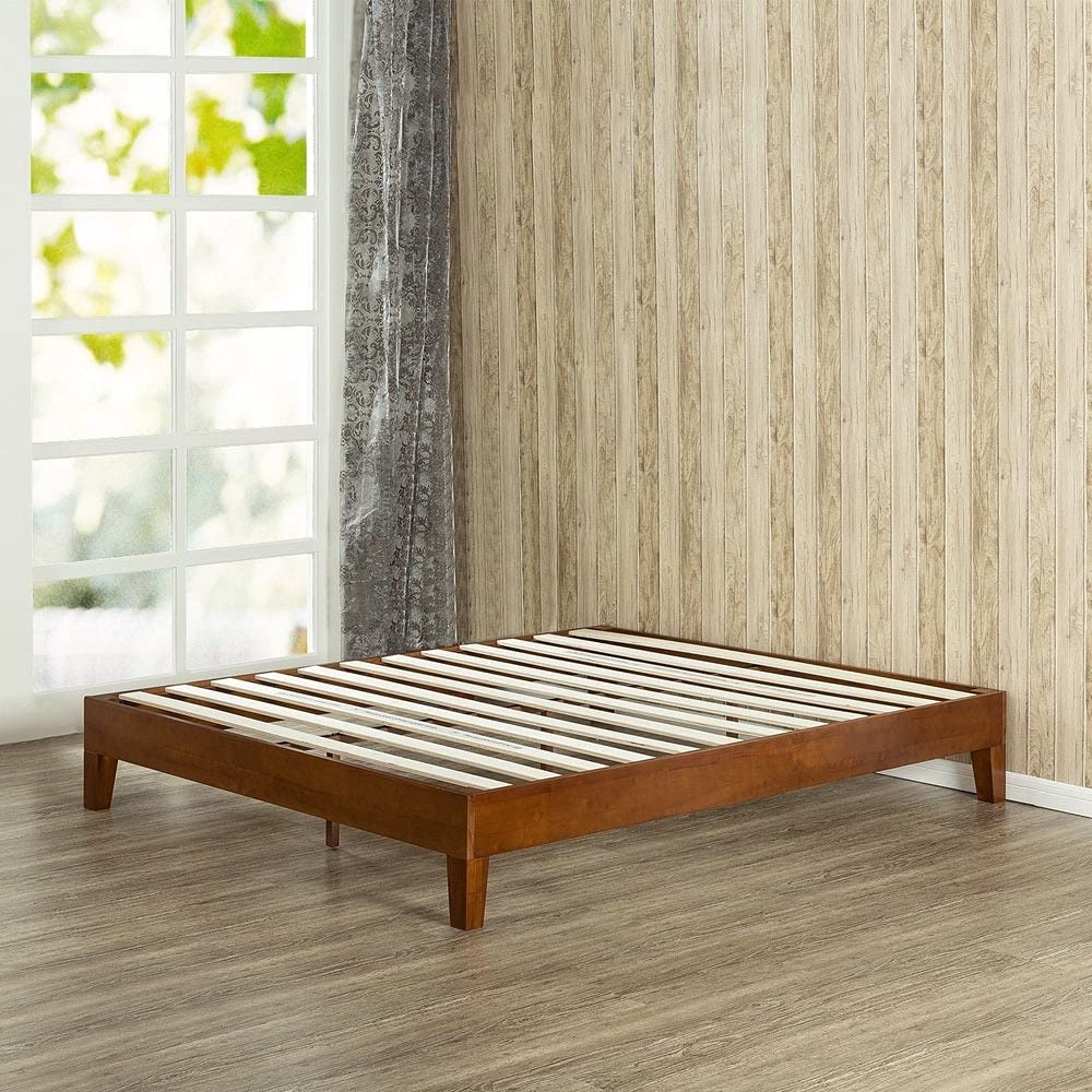 12-inch Deluxe Wood Twin-Size Platform Bed Brown Modern Contemporary Unisex