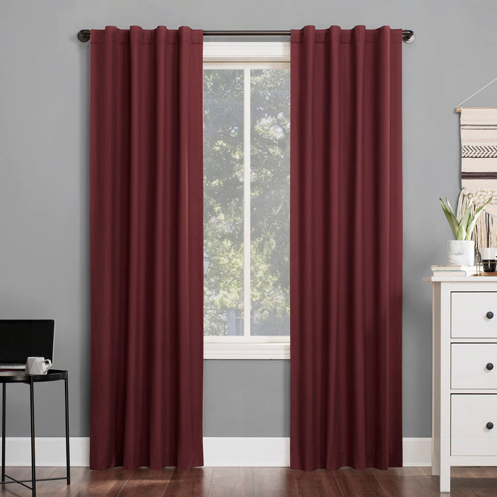 Sun Zero Cyrus Thermal Total Blackout Back Tab Curtain Panel 40" x 96" - Wine Red