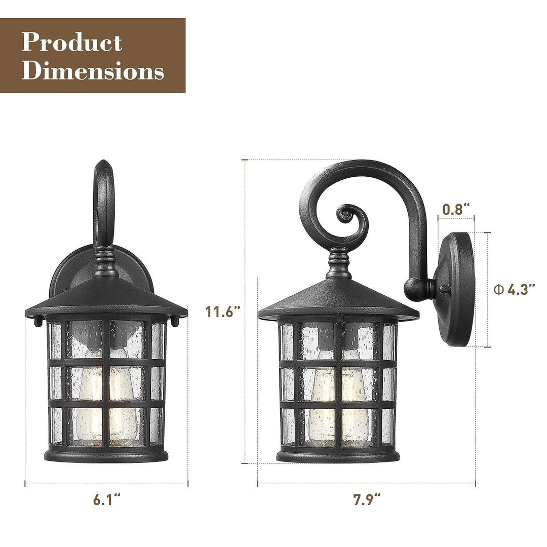 1-Light Black Glass Outdoor Wall Lantern Modern Contemporary Iron - Diamond Home USA