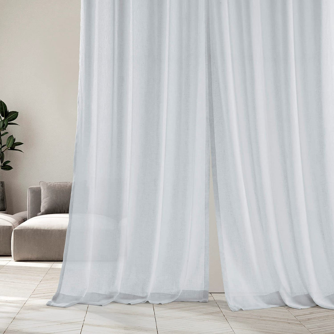 HPD Half Price Drapes Solid Sheer Curtains For Living Room Linen Texture 50 X 96