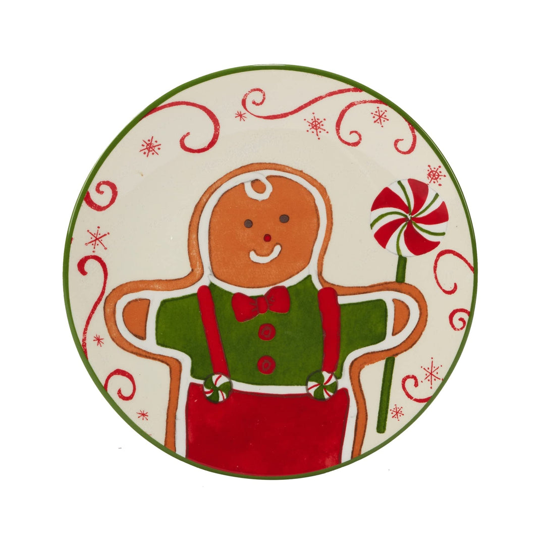 Holiday Magic Gingerbread 6" anape/Luncheon/Snack Plates Set of 4 Green Multi