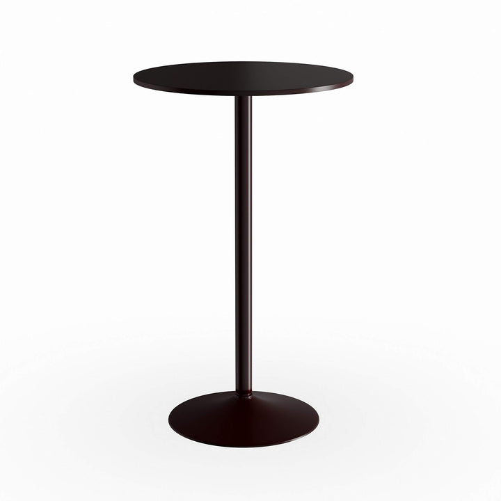 Black Round Top with Leg and Base Metal Bar Table Mid-Century Modern MDF