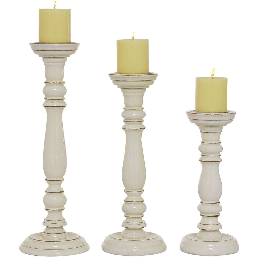 Tall White Wooden Candle Holders Set of 3 12" 16" 18" 6 X 18 Wood