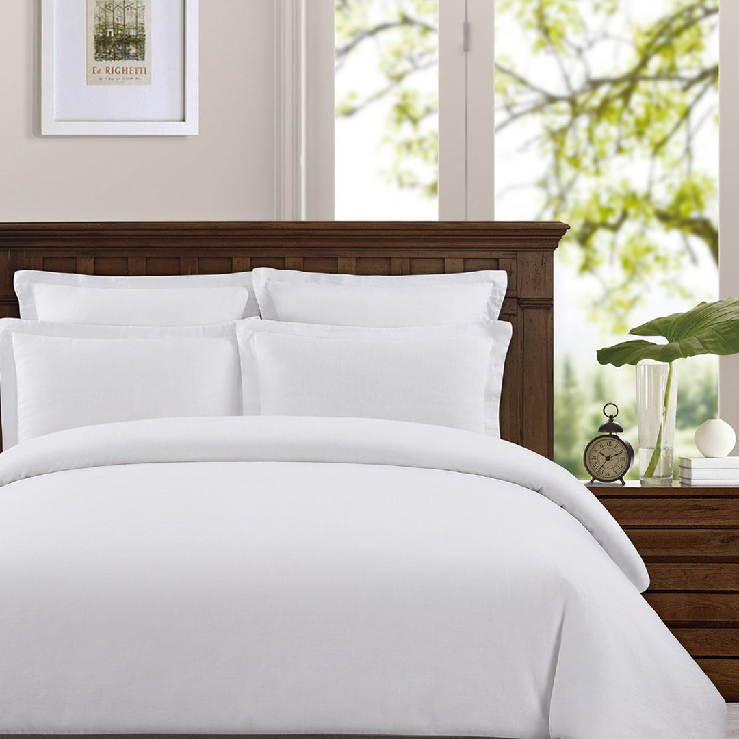 Echelon Home Washed Belgian Linen Duvet Cover Set Full/Queen Eggshell White Eggshell - Queen/Full - Queen