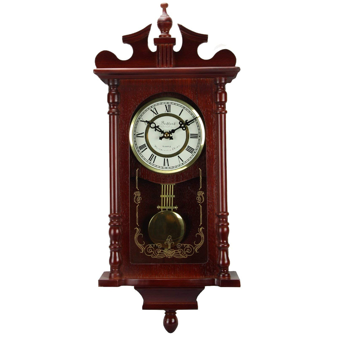 24h Chiming Wall Clock 25 inch Cordless Hourly Wallclock Royal Swinging Pendulum