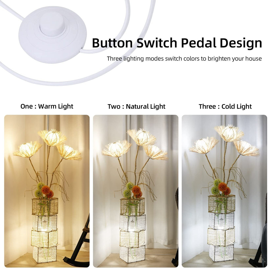 Led Tree Floor Lamp Rattan Flower Art Decorative Light Beige Modern Contemporary