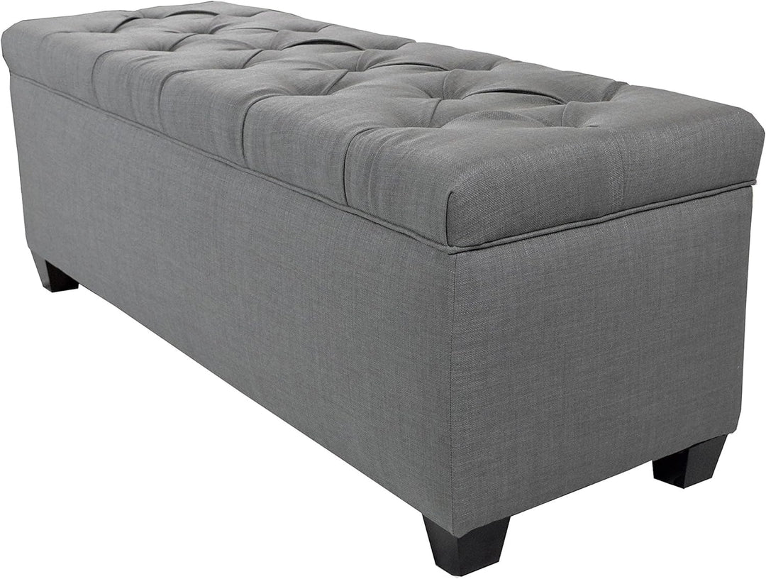 The Sole Secret Diamond Tufted Shoe Ottoman Storage Bench for Bedroom or Grey Large