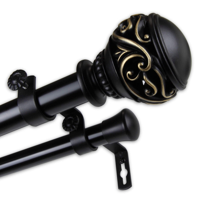 InStyleDesign Leah 1 inch Diameter Adjustable Double Curtain Rod