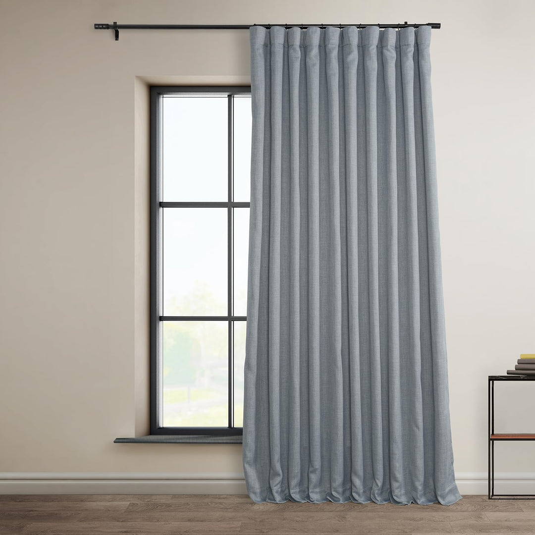 HPD Half Price Drapes Faux Linen Room Darkening Curtains - 108 Inches Long Extra 100 X 108 - Heather Grey