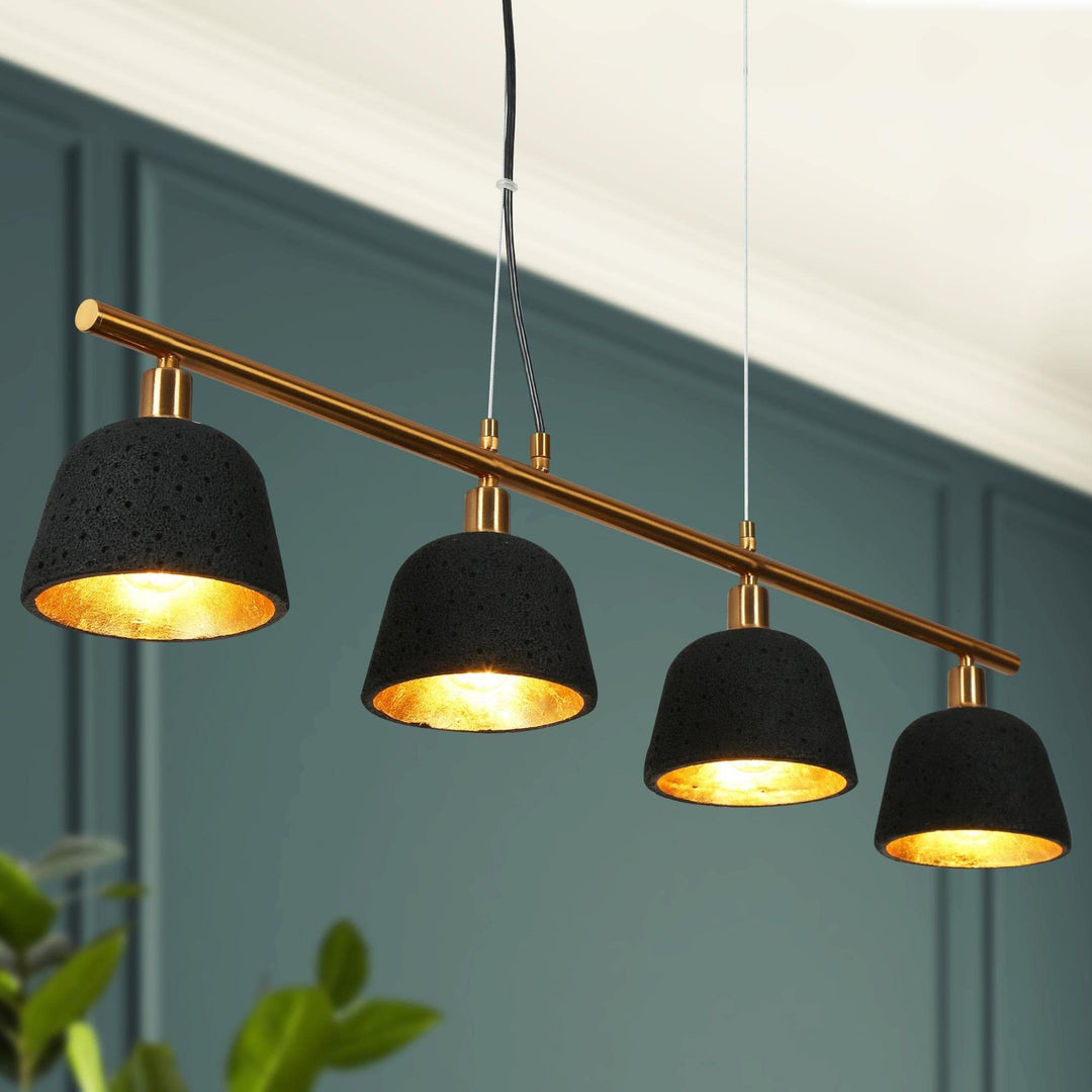 37.5'' Farmhouse 4-light Linear Chandelier Modern Black Gold Kitchen Island