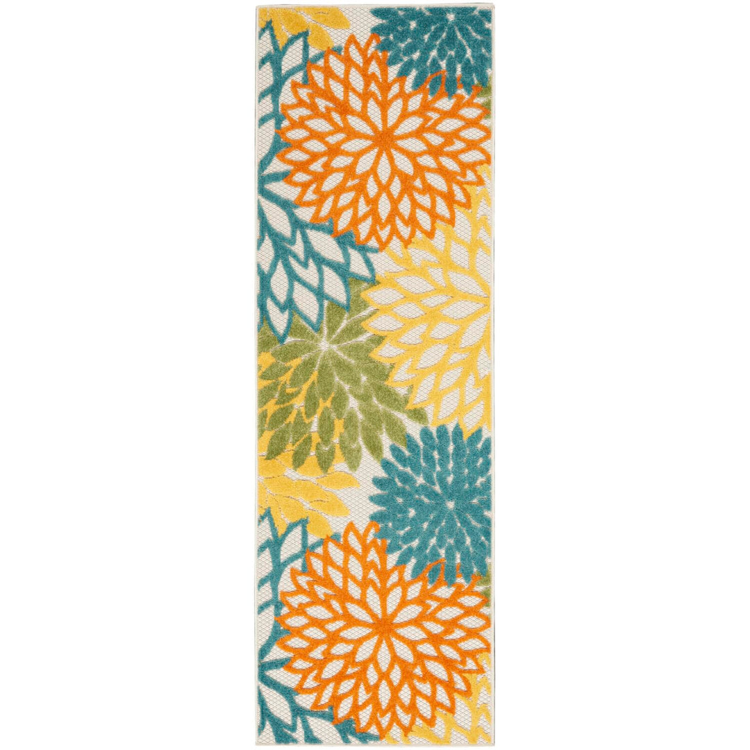 Nourison Aloha Indoor/Outdoor Floral Turquoise Multicolor 2' x 6' Area ug (6' 2' x 6' - Turquoise/Multicolor