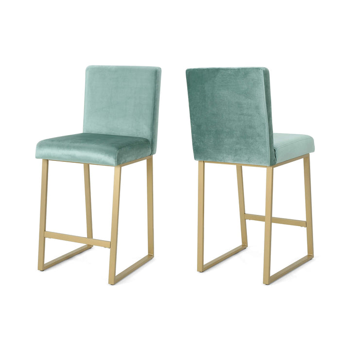 Great Deal Furniture 306435 Lexi Modern Velvet Barstools Turquoise and Brass turquoise + brass