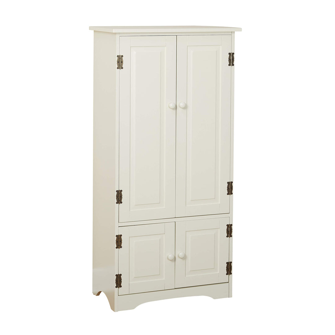 Target Marketing Systems Tall Storage Cabinet with 2 Adjustable Top Shelves Antique White