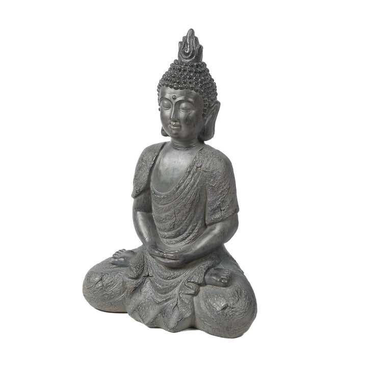 Gray Mgo 21.7in. H Meditating Buddha Garden Statue Grey Oriental Magnesium Oxide