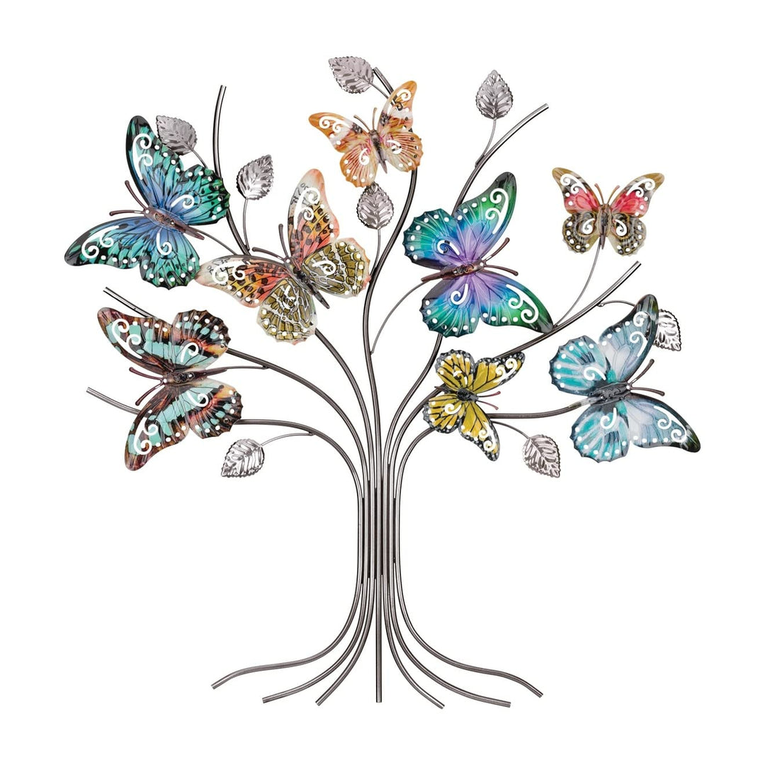 Tree of Life Wall Butterfly Multi Color Metal