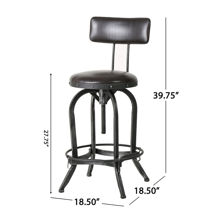 Christopher Knight Home Vlippu Leather Barstool with Backrest Brown