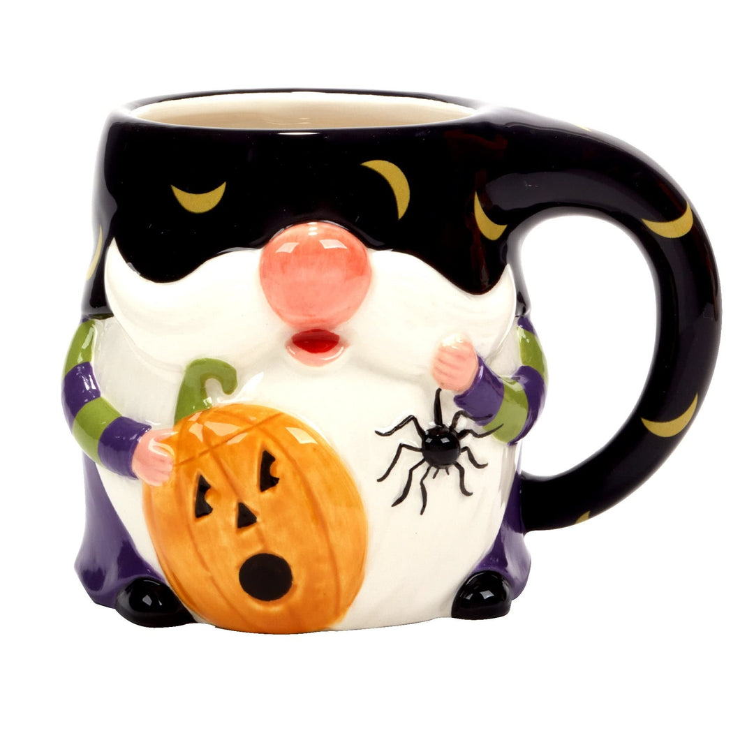 Halloween Gnomes 18 Oz. 3-d Mugs Set Of 4 Multi Color Orange Purple Holiday