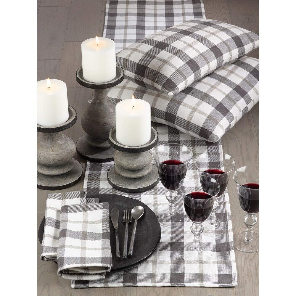 Plaid Design Cotton Placemats (Set of 4) Grey Classic Farmhouse Modern