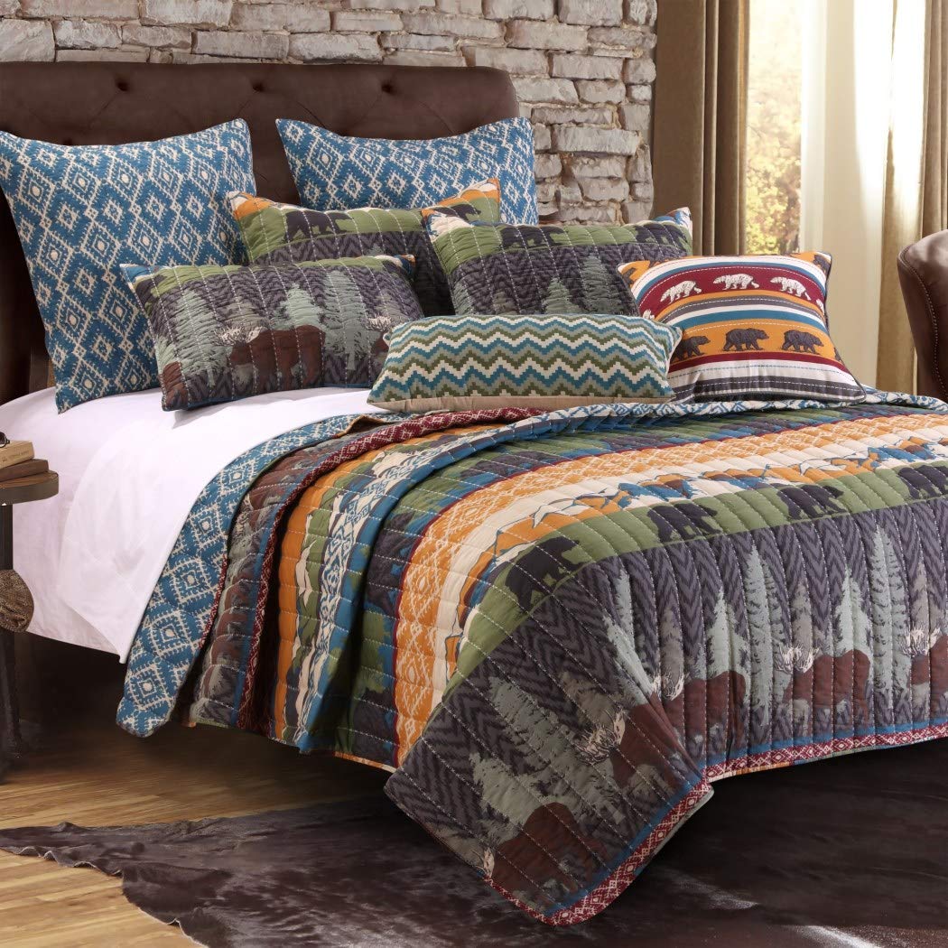 3 Piece autiful Quilt Set Rustic Cabin Wildlife