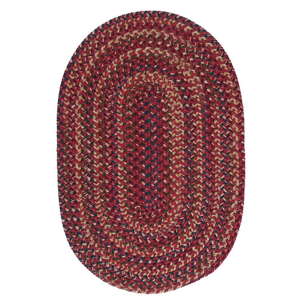 Oval Farmhouse Rug Dark Burgundy Red Braided Weave Oblong Area Rug Reversible 3' x 5' Oval - Burnt Brick