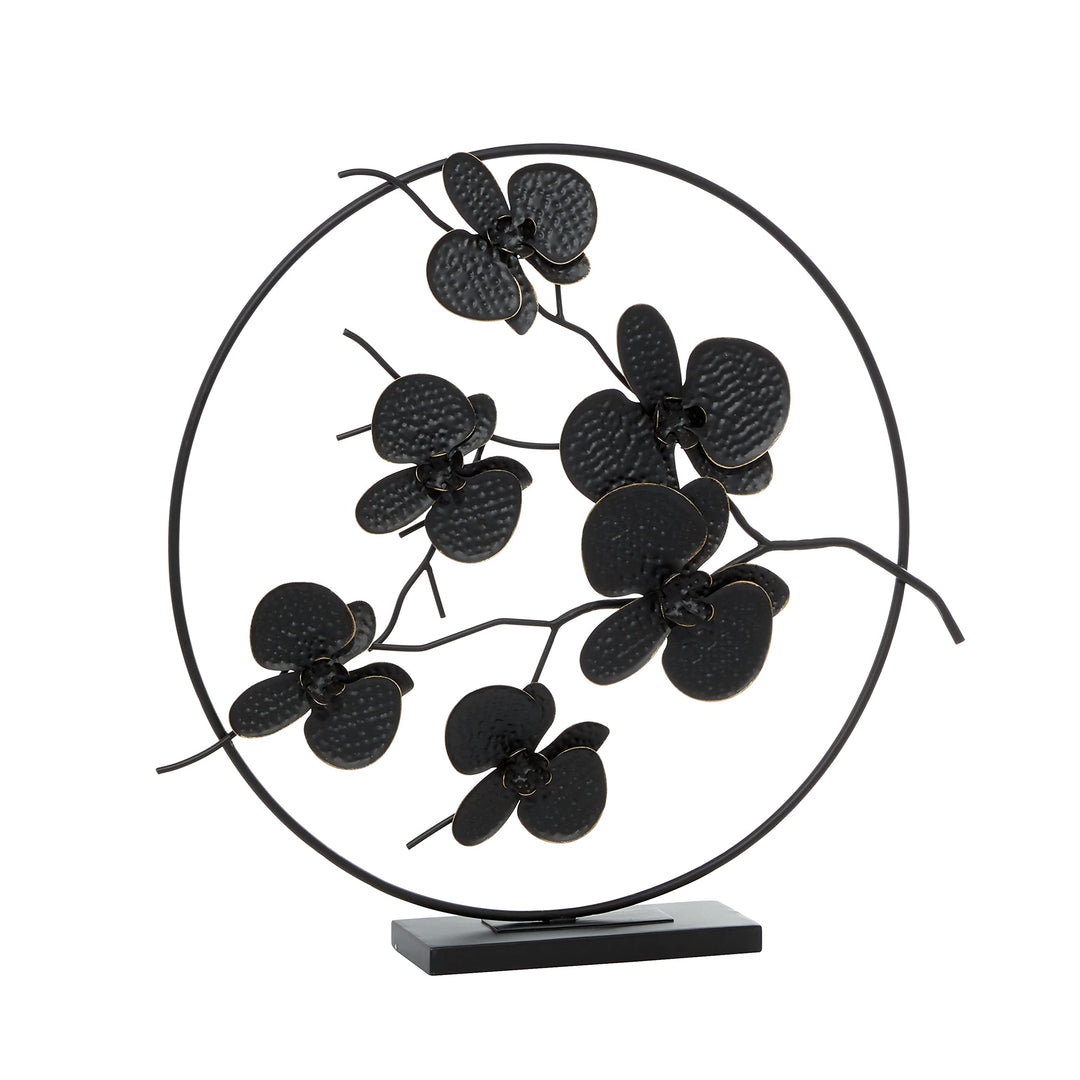 Black Metal Contemporary Leaves Sculpture 23 X 24 4