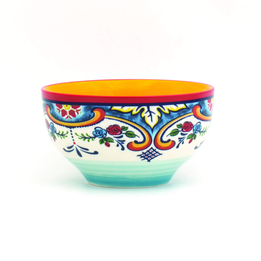 Euro Ceramica Zanzibar Collection Vibrant 5.6" Ceramic Cereal/Soup Bowls Set