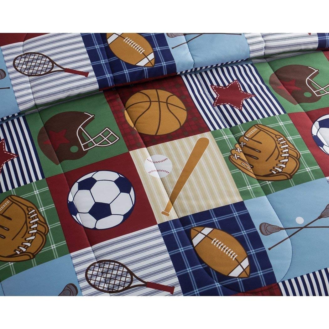 Team Sport 3-Piece Comforter Set Sports Bedding Collegiate Teen Boys Double