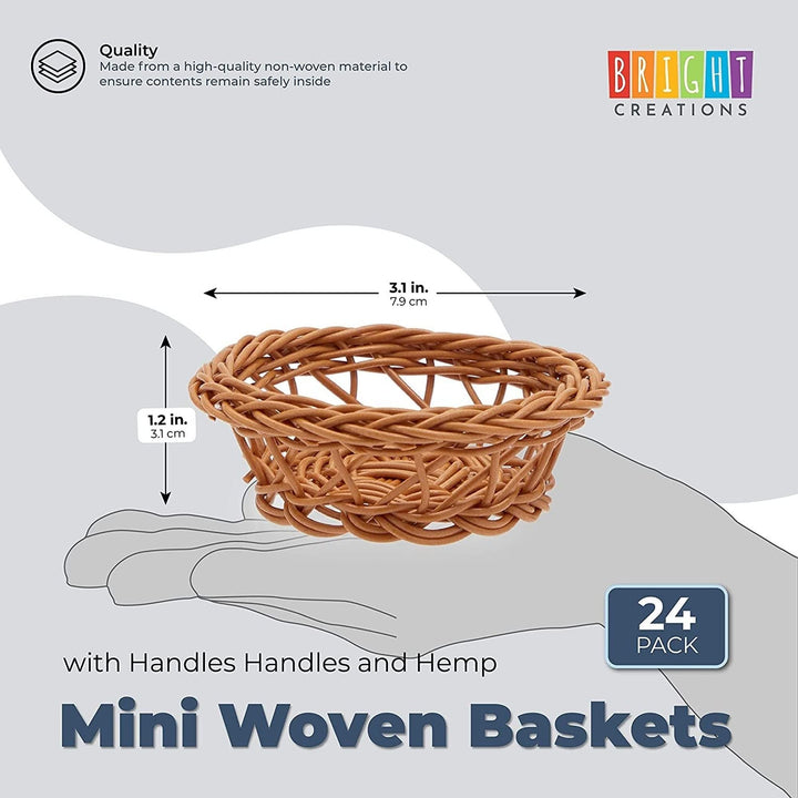 Mini Woven Baskets For Treats And (Brown 3.1 X 1.2 Inches 24 Pack) Brown