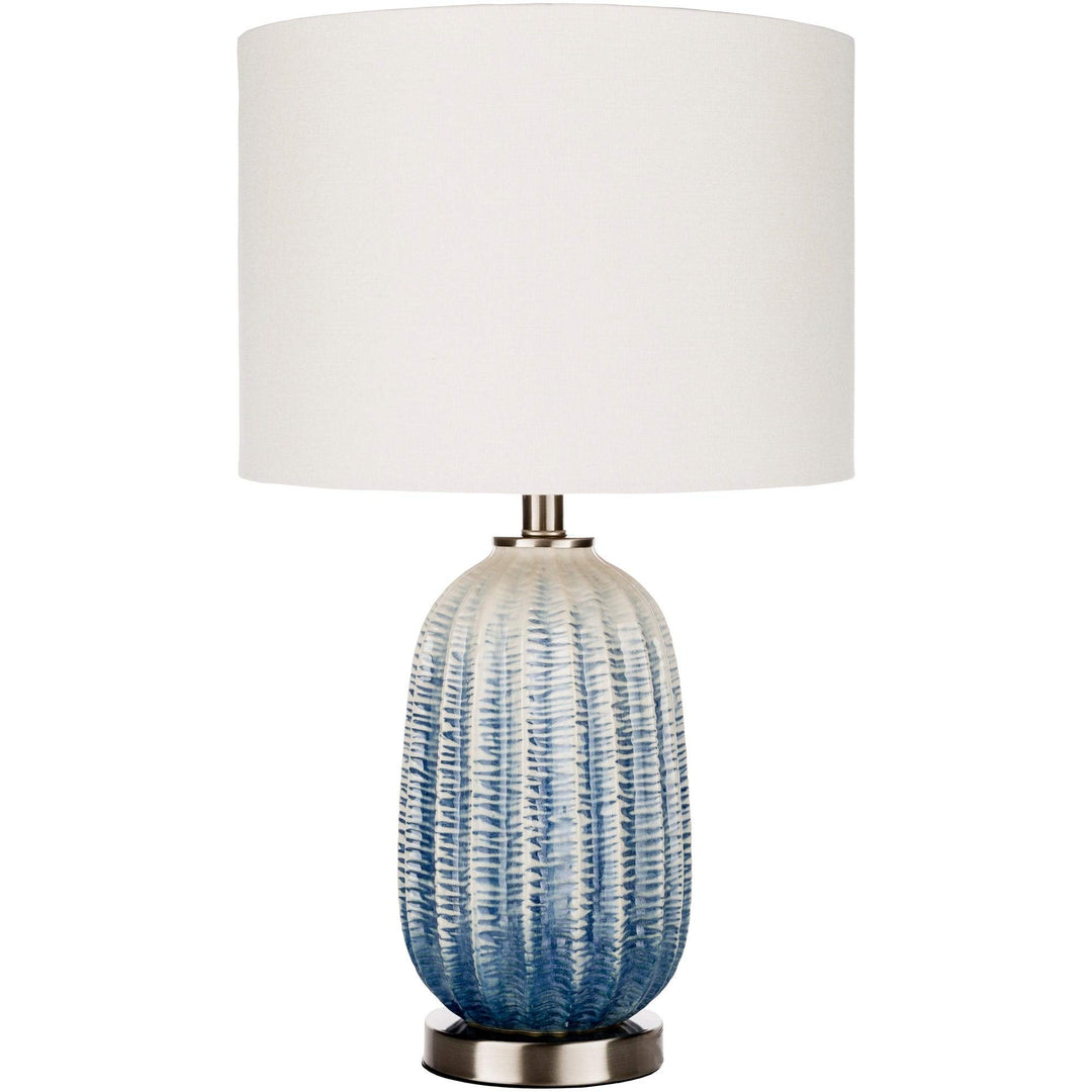 Navy/White Ceramic Table Lamp Blue Transitional Bulbs Included