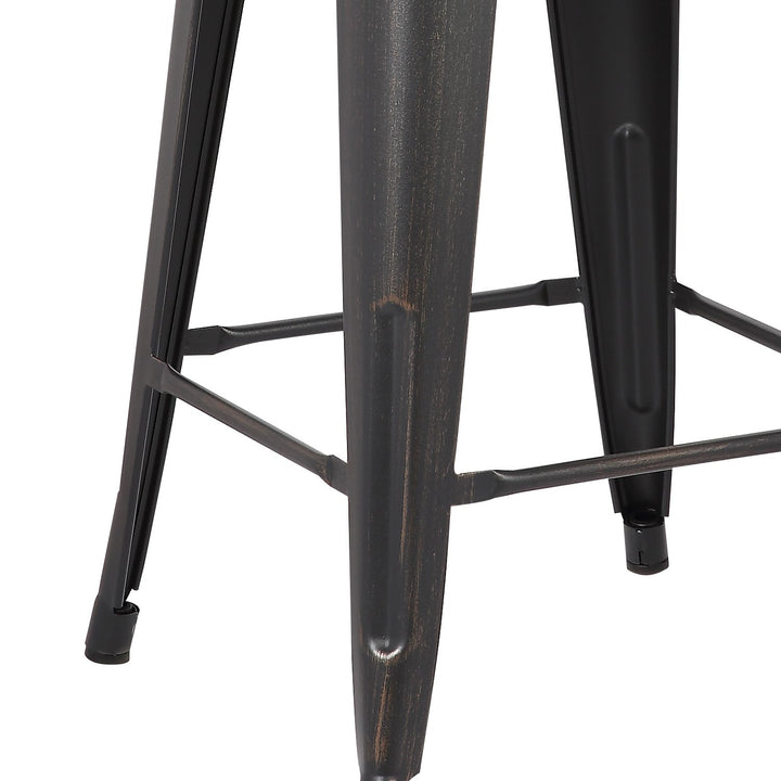 AC Pacific Modern Industrial Metal Bar Stools with Stylish Low Back Matte Finish distressed