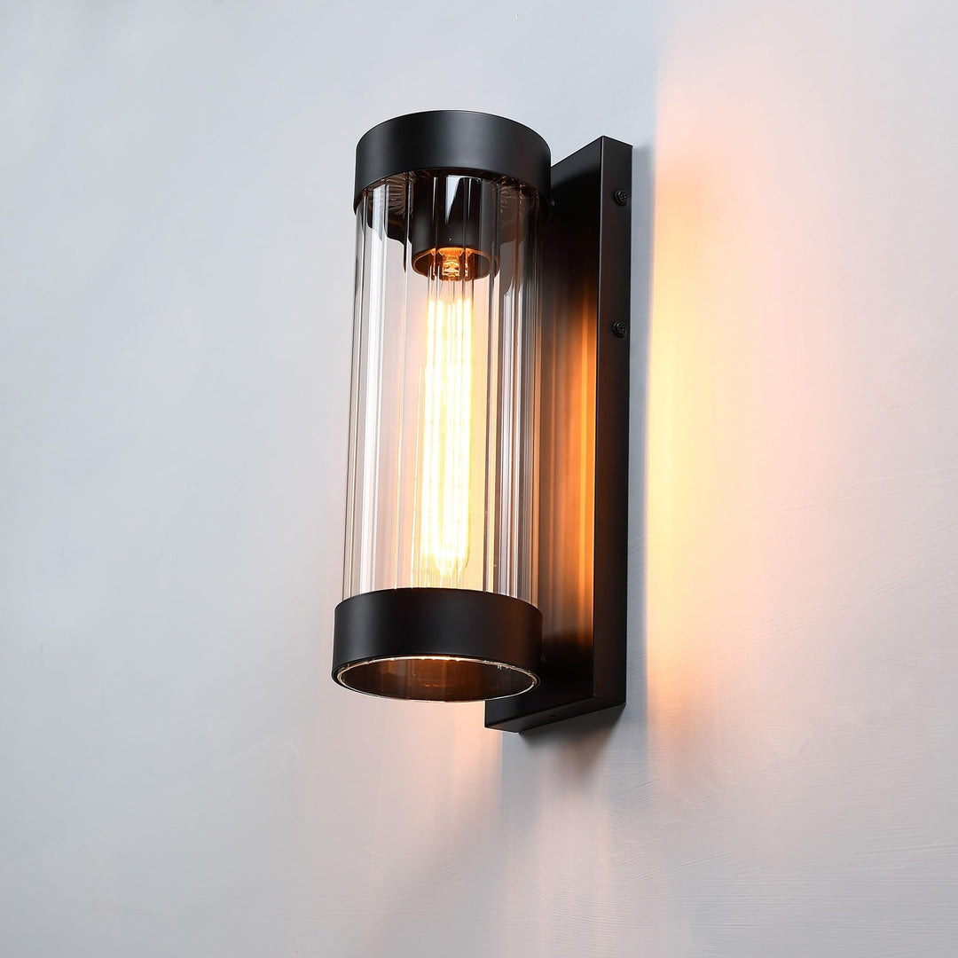 1-light 13 Inch Outdoor Wall Light with Matte Black Finish Clear Glass - Diamond Home USA