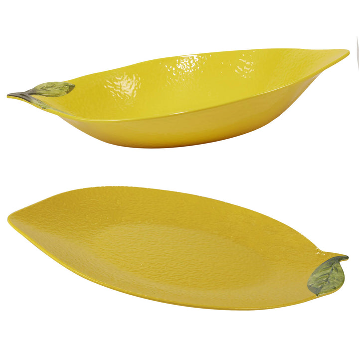 Certified International Zest 3-D Lemon 2 pc Melamine Hostess Serving Set