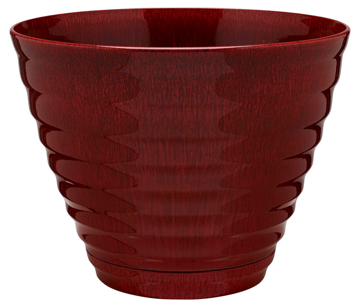 Southern Patio 16" Beehive Indoor Pot Planter with Attached Saucer 20.08 qt. 16" Dia. w/ Saucer - Red