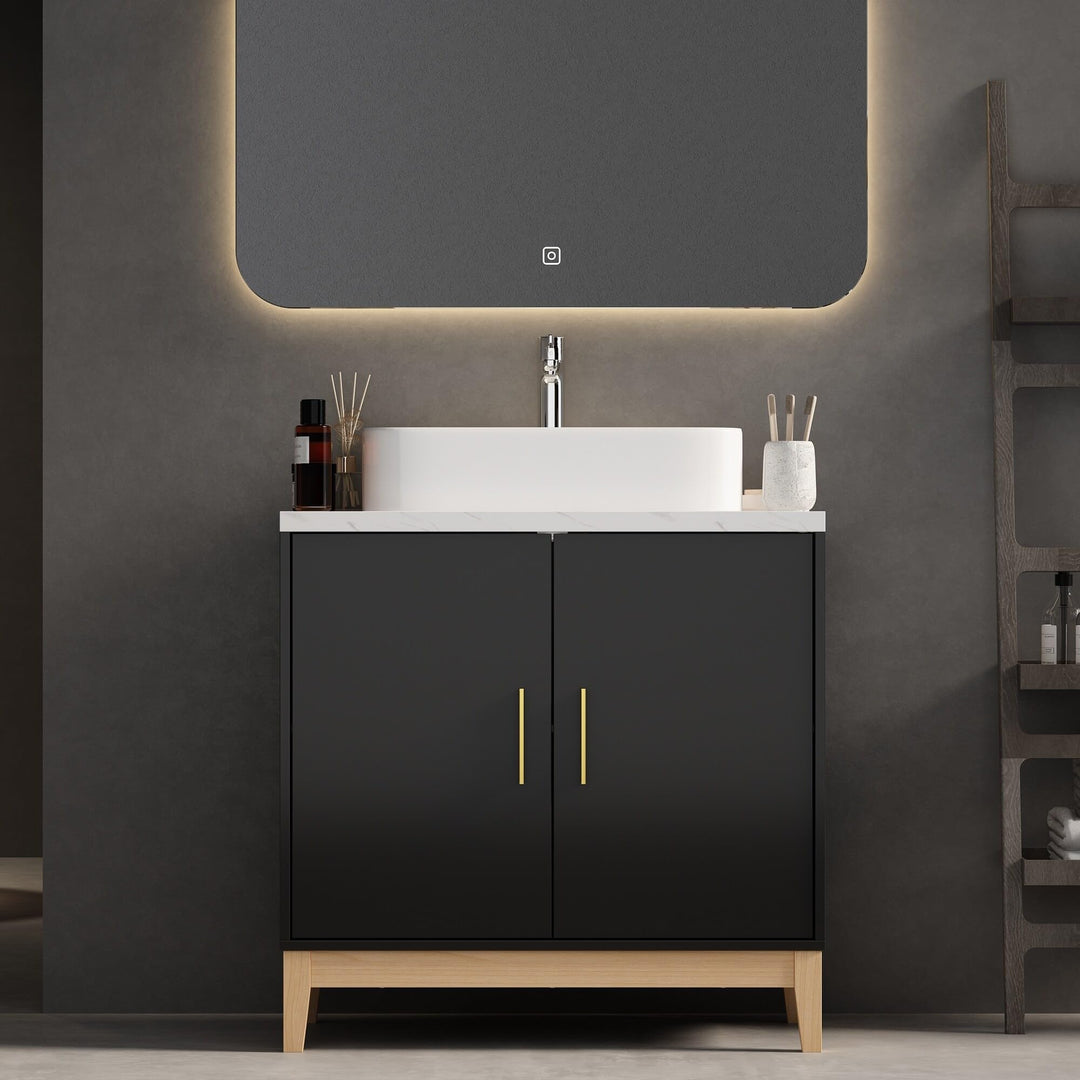 Lacquer Finish Single Vanity for Stylish Bathrooms Bathroom Black White French