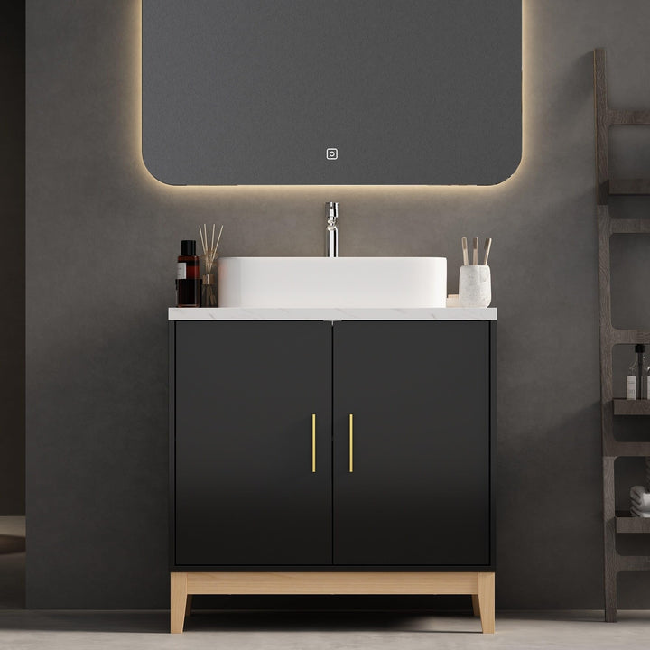 Lacquer Finish Single Vanity for Stylish Bathrooms Bathroom Black White French