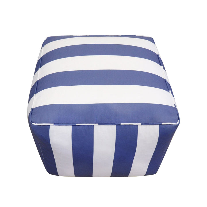 Galaxy White/Blue Striped Pouf Blue White Modern Contemporary Pattern Square