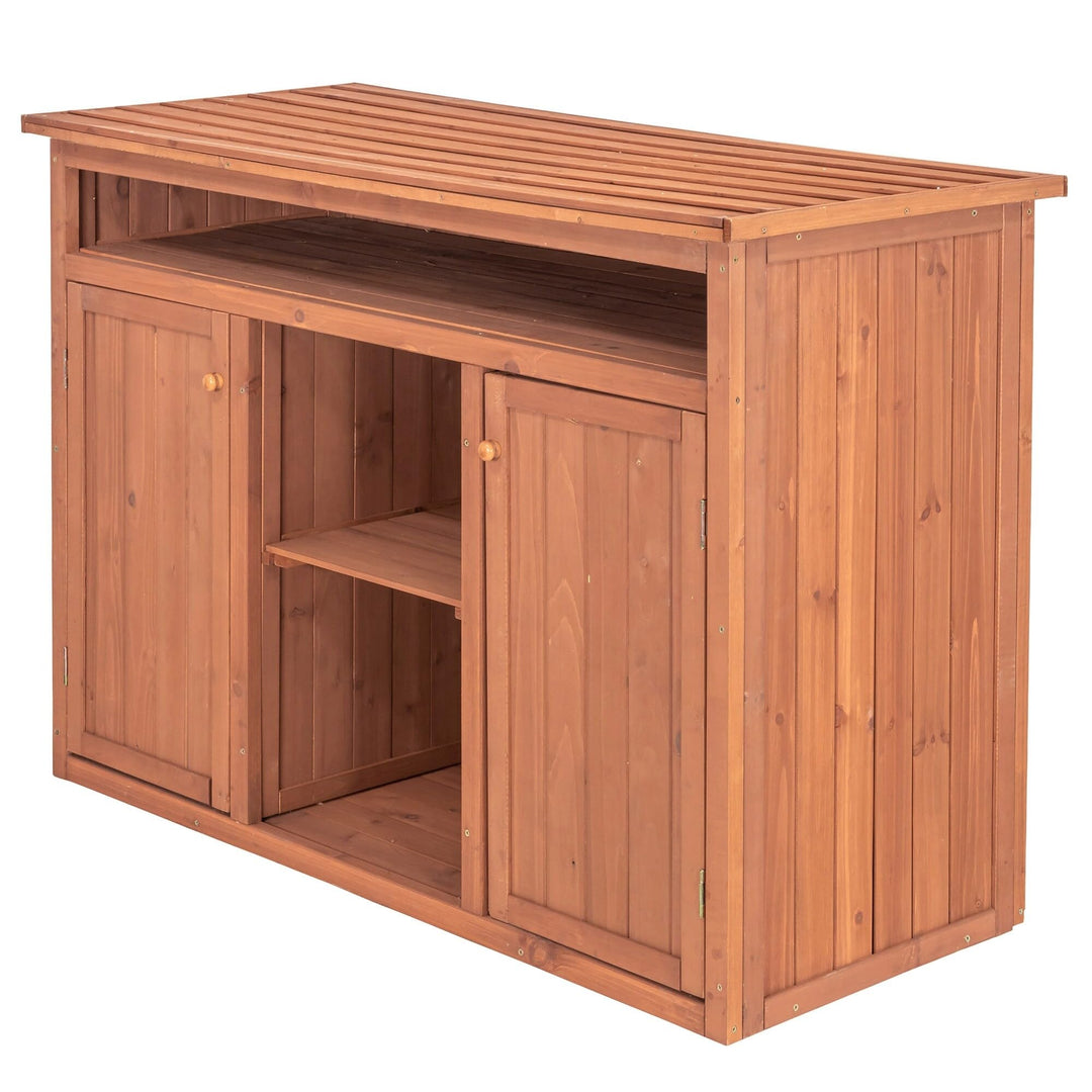 Short Display and Storage Cabinet Brown Wood