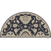 Paisley Border Hearth Rug Semi Circle Navy Blue Fireplace Rug Floral Pattern 2' x 4' Hearth - Navy