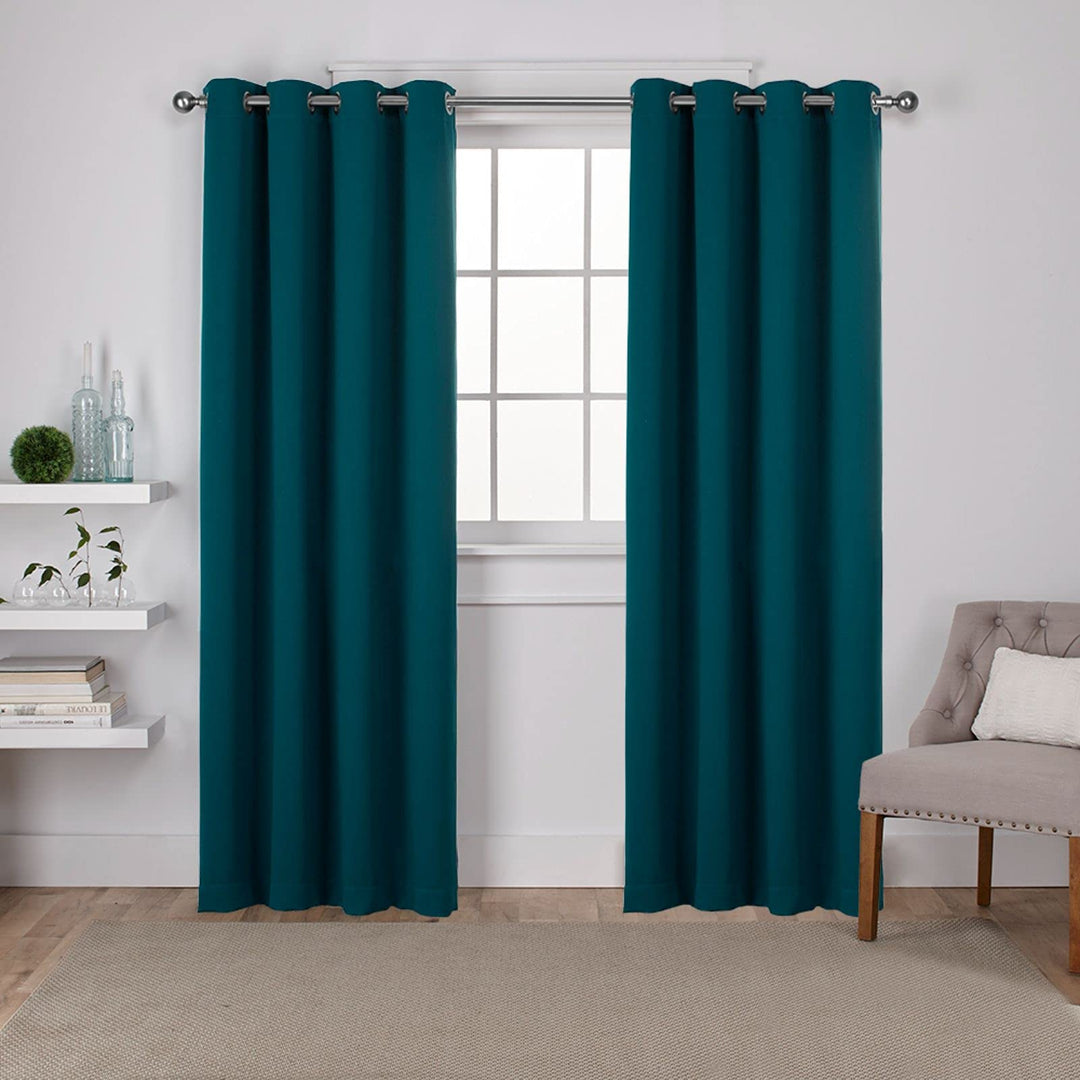 Exclusive Home Sateen Twill Woven Room Darkening Blackout Grommet Top Curtain 52" w x 96" l - sapphire teal