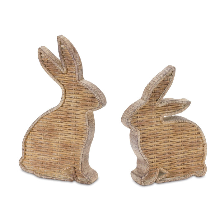 Wicker Rabbit (Set of 2) Black Traditional Resin