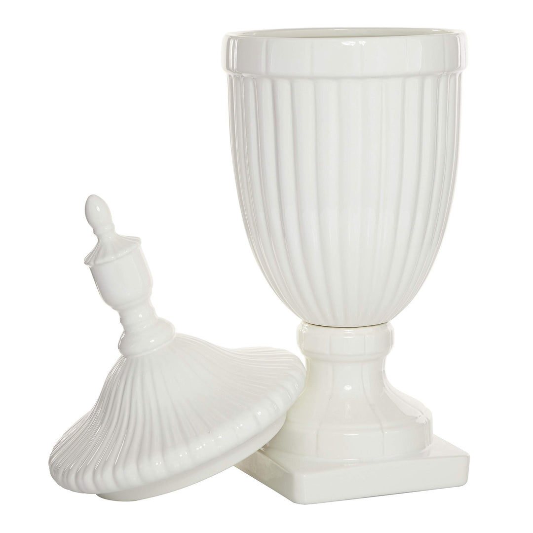 Updated Traditional White Ceramic 26-inches High X 10-inches Wide Gloss Urn