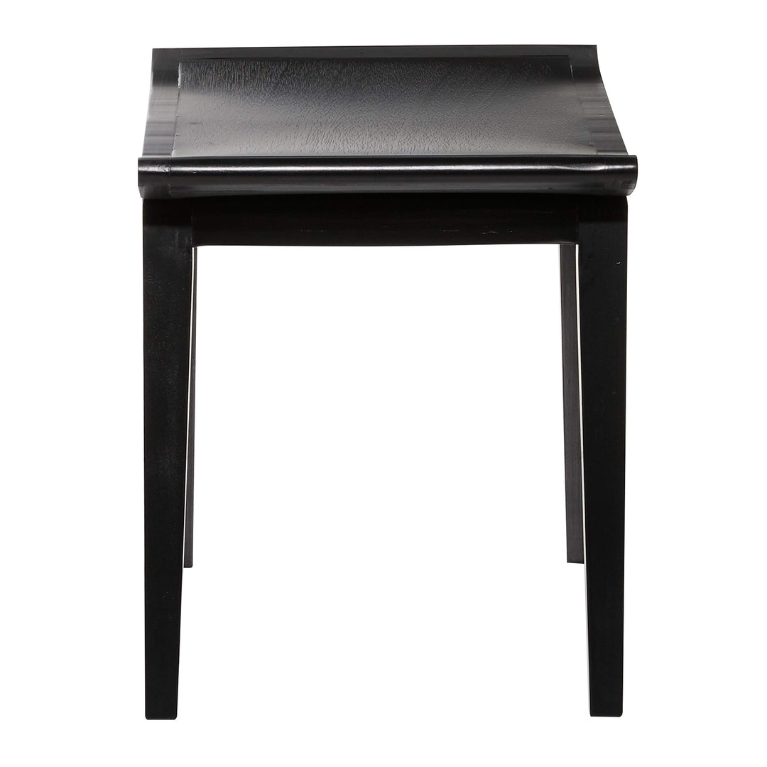 Rectangular Black Wood Stool with Curved Seat 19" X 18.5" 19 X 15 17 Solid